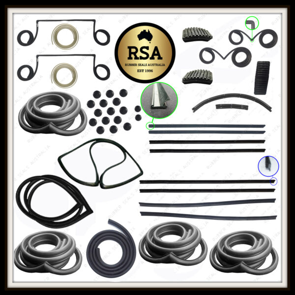 A Rubber Kit Suits Ford TC Sedan Cortina - Without Chrome Mouldings on Door Skins