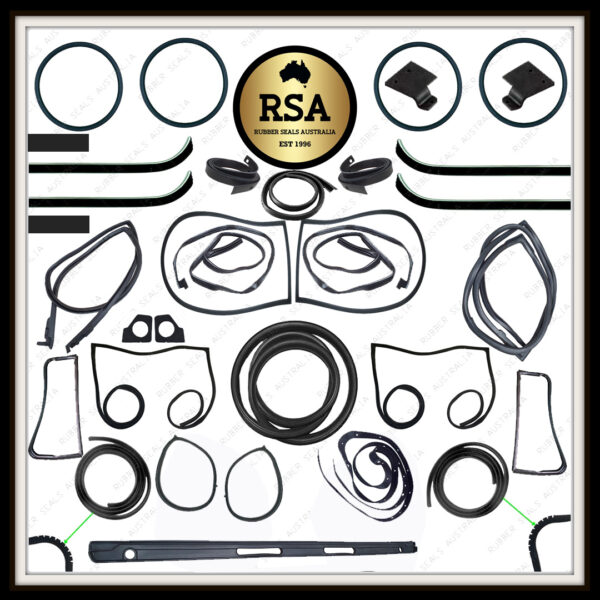 A Cab Rubber Kit Suits Toyota FJ40 FJ45 Landcruiser Shorty with 1/4 Window / Barn Doors / Pop Outside Windows
