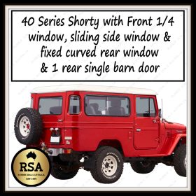 40 Series Late Shorty with Front 1/4, with Sliding Side Window, With Fixed Curved Rear Window & 1 Rear Barn Door